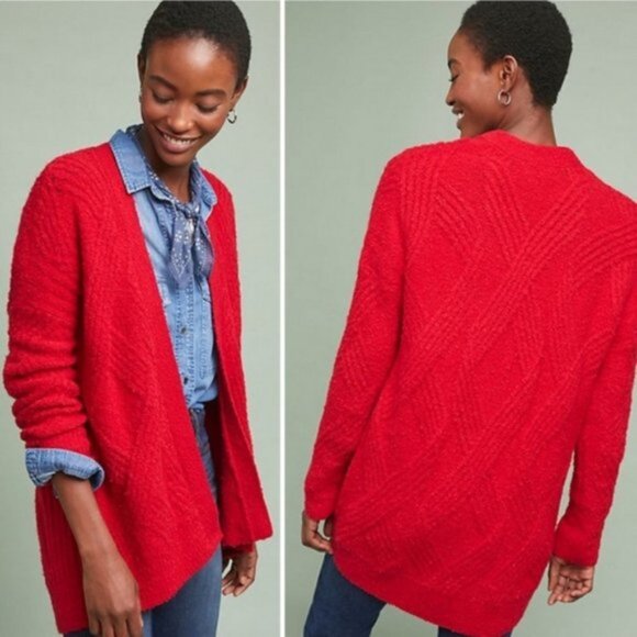 Anthropologie Moth Cardigan Sweater S Oversized Cable - Picture 1 of 9